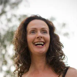 Laughing woman with an ugly smile