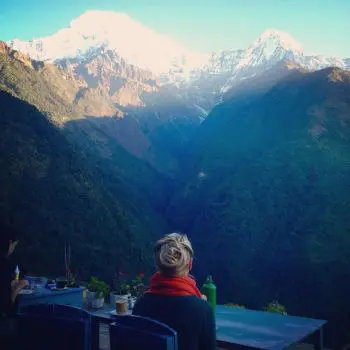 Yoga Nidra for Women's Health | Two females enjoying lunchtime with the beautiful view of mountains