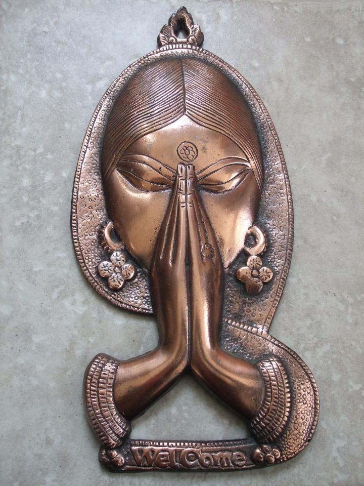 Namaste lady door wall hanging sculpture
